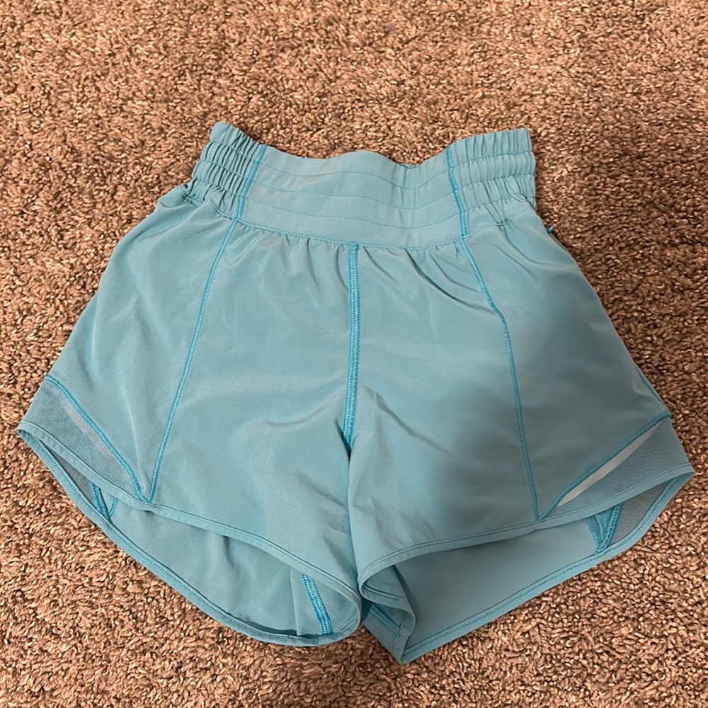 Lululemon High Rise Hotty Hot Electric Turquoise Size 0